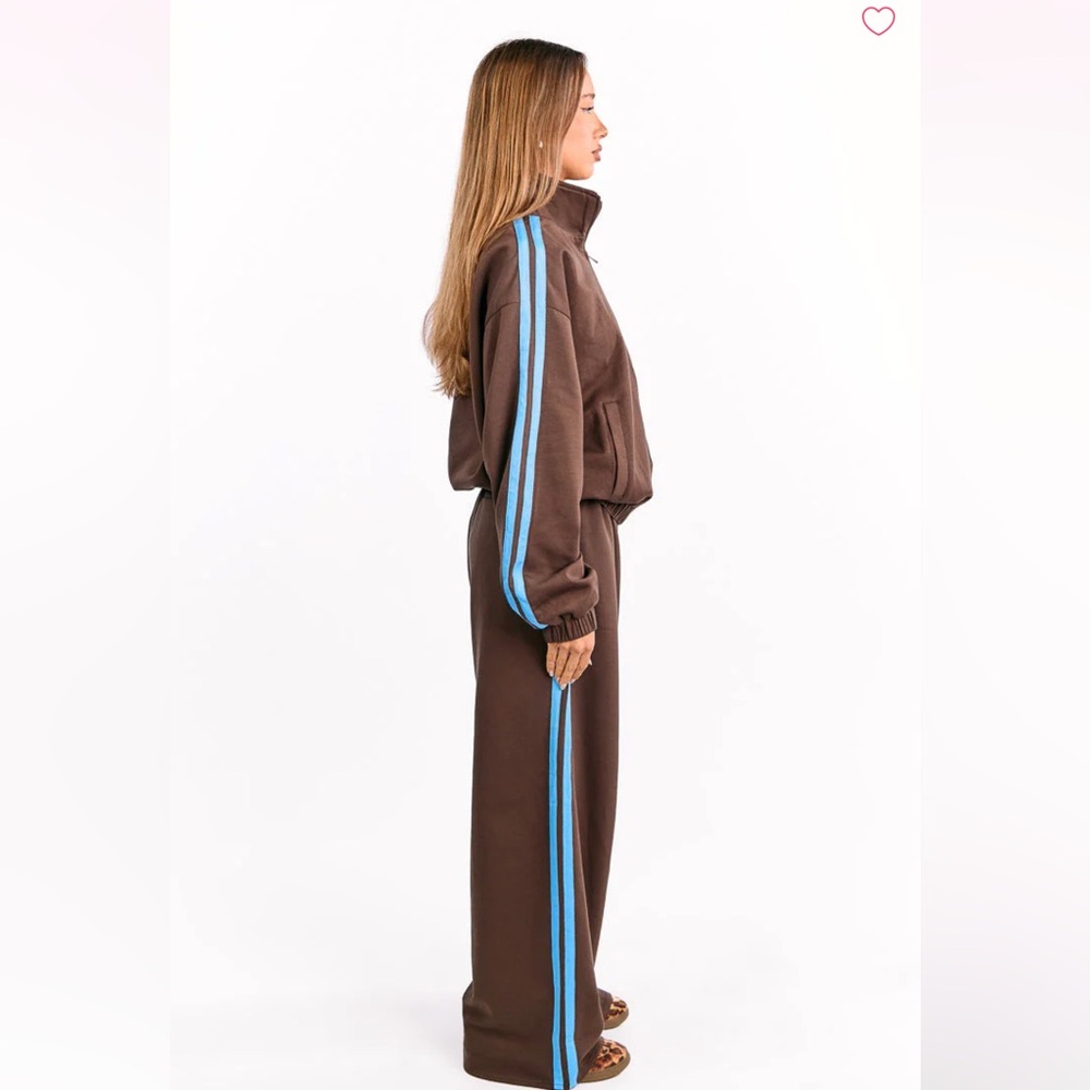 beginning boutique brown & blue striped track suit - Picture 3 of 12
